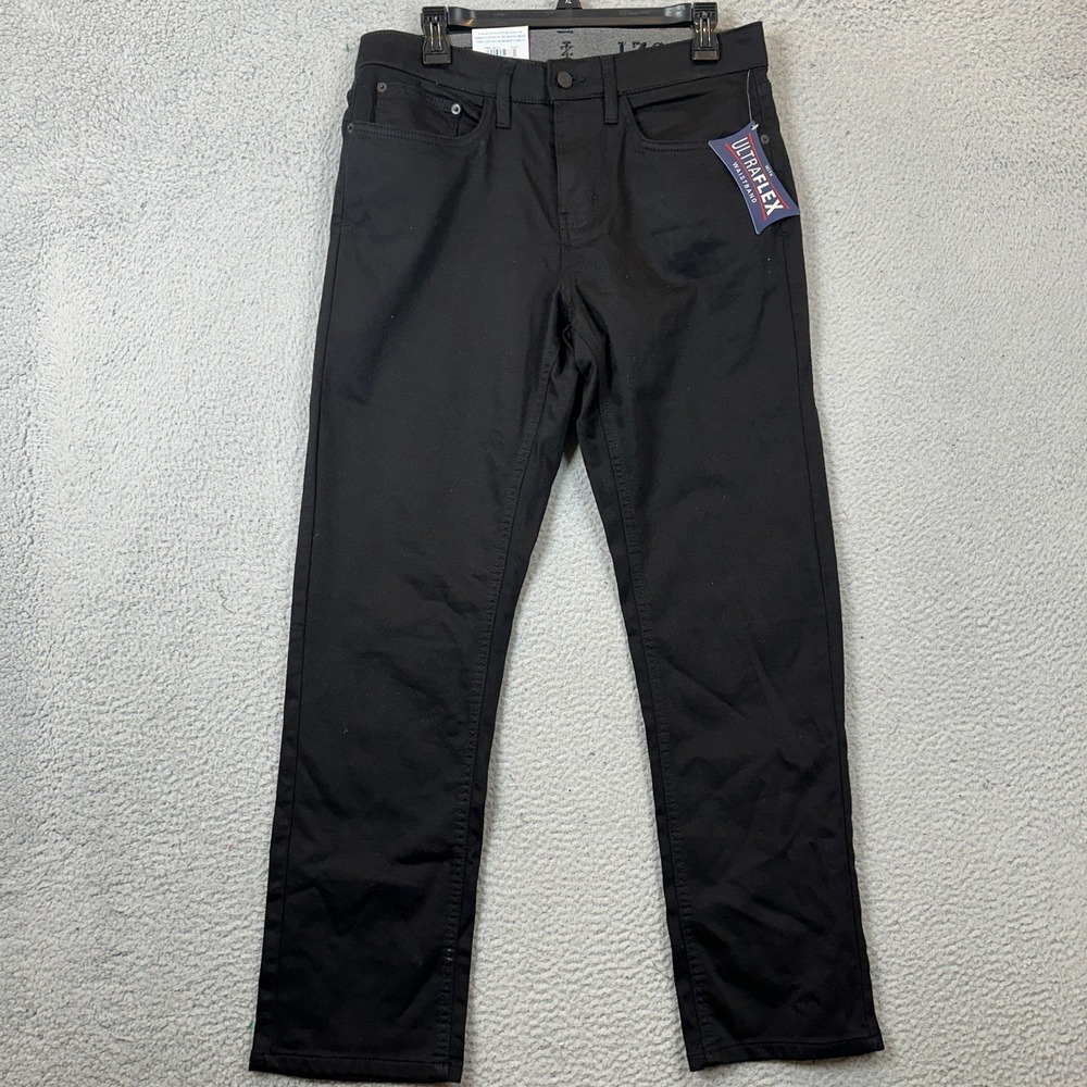 NEW IZOD Jeans Men 32X30 Regular Fit Black Stretch Ultraflex Straight Knit Denim